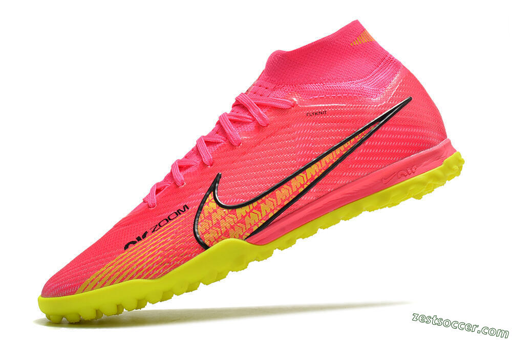 Nike Mercurial Superfly 9 Elite TF High-Tops Soccer Shoes - Pink/Yellow 5