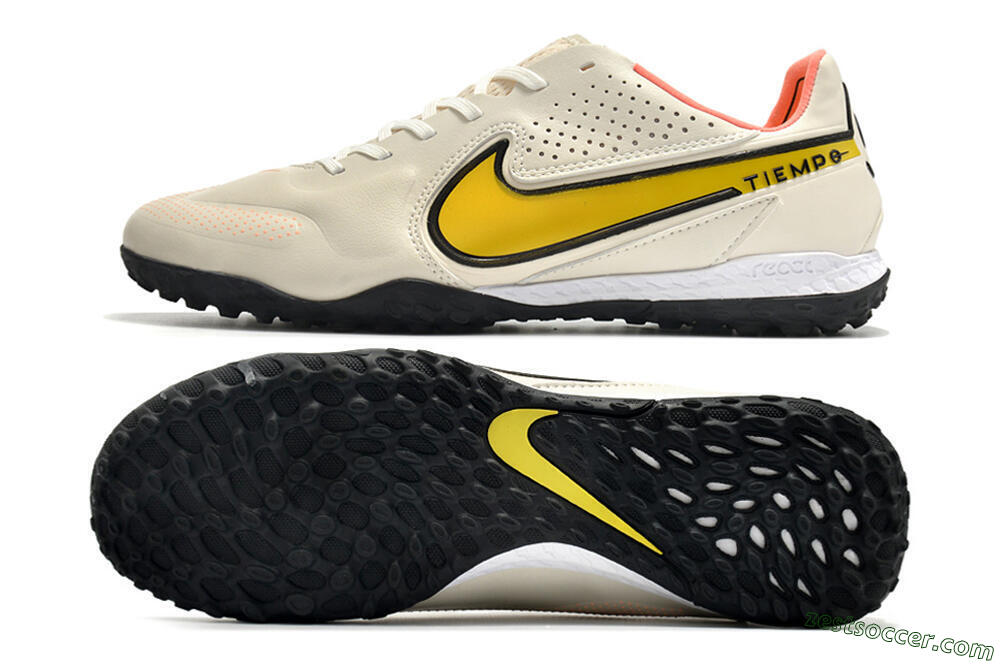 Nike Tiempo Legend 9 Pro TF Low-Tops Soccer Shoes - White/Yellow 1