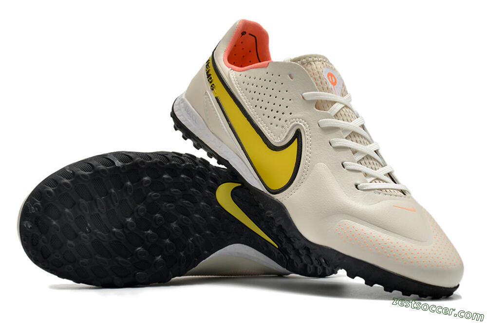 Nike Tiempo Legend 9 Pro TF Low-Tops Soccer Shoes - White/Yellow 4