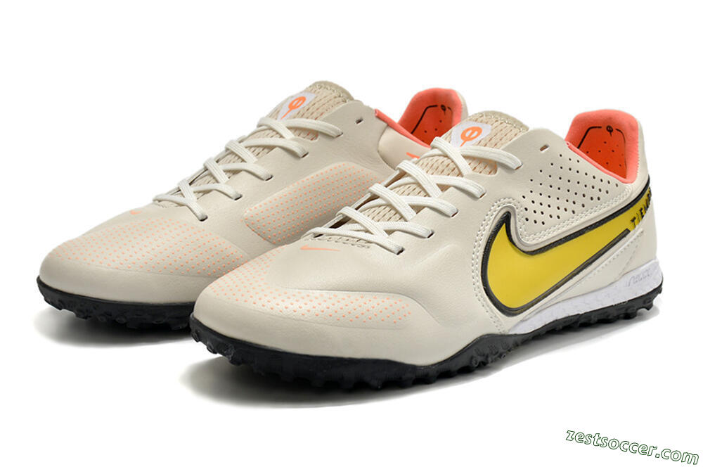 Nike Tiempo Legend 9 Pro TF Low-Tops Soccer Shoes - White/Yellow 5