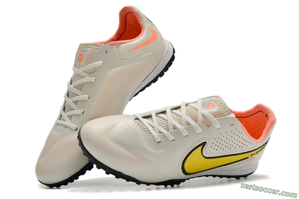 Nike Tiempo Legend 9 Pro TF Low-Tops Soccer Shoes - White/Yellow 6