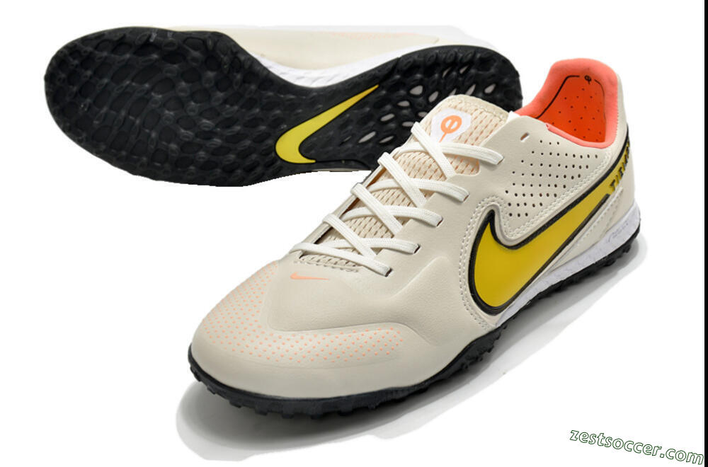 Nike Tiempo Legend 9 Pro TF Low-Tops Soccer Shoes - White/Yellow 3