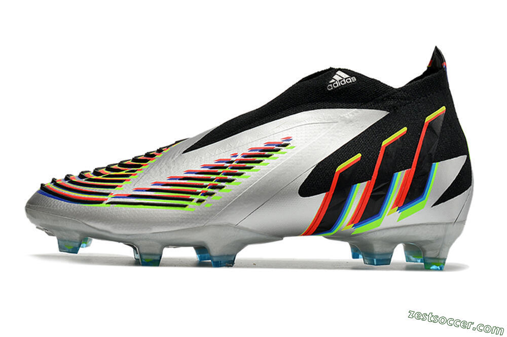 Adidas Predator FIFA World Cup Qatar 2022 Edge+ FG High-Tops Soccer Cleats - Silver/Black 2