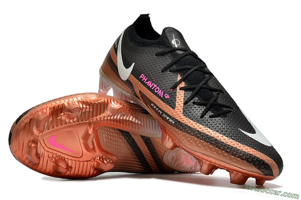 Nike Phantom GT Elite FG Low-Tops Soccer Cleats - Black/Gold/White 4