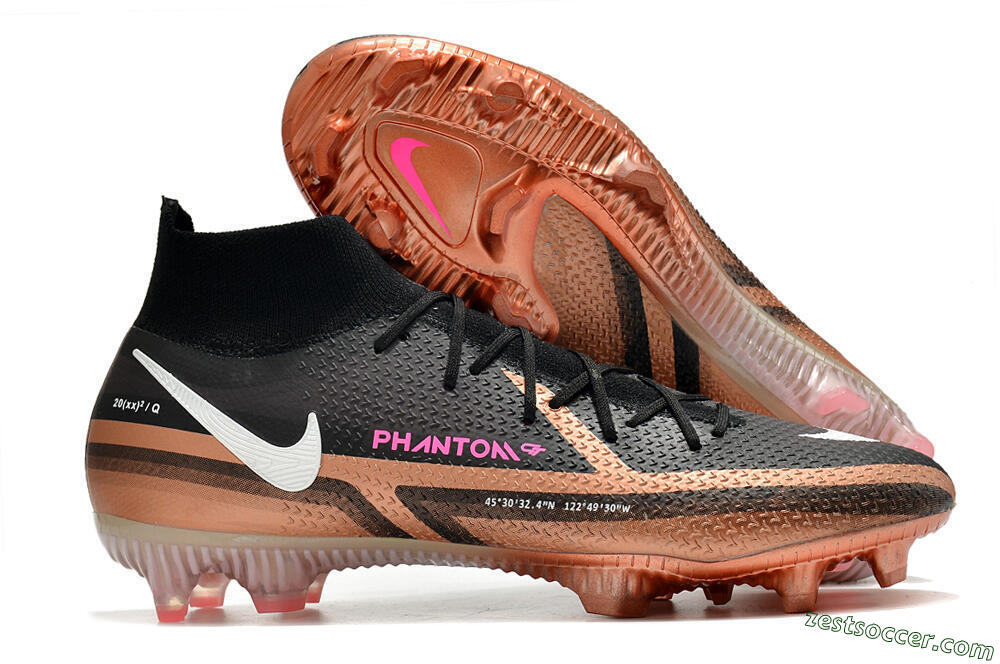 Nike Phantom GT 2 DF Elite FG High-Tops Soccer Cleats - Black/Gold/White 0