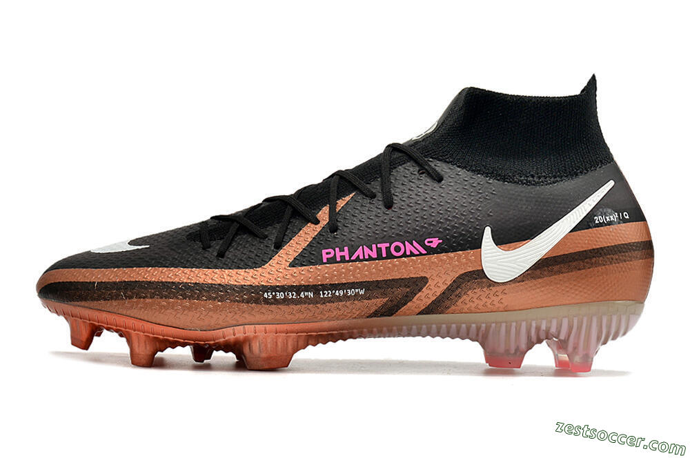 Nike Phantom GT 2 DF Elite FG High-Tops Soccer Cleats - Black/Gold/White 2