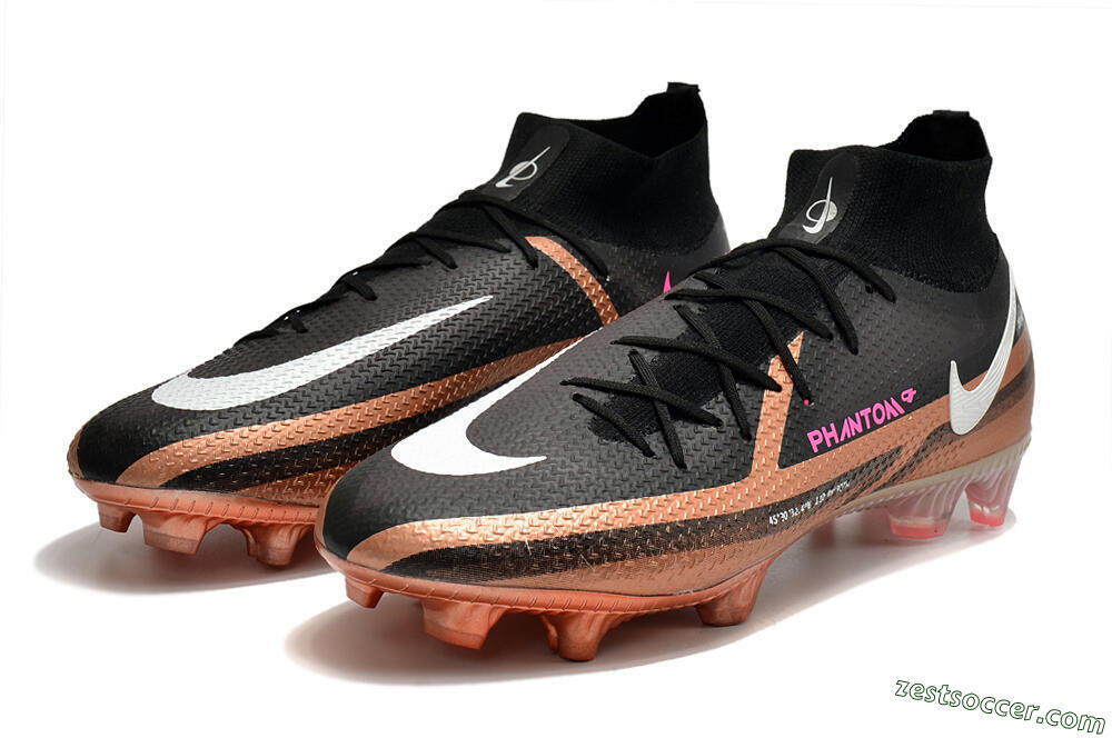 Nike Phantom GT 2 DF Elite FG High-Tops Soccer Cleats - Black/Gold/White 5