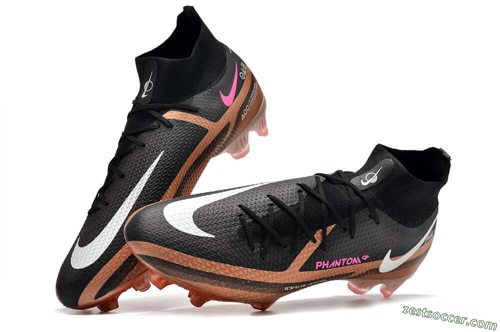 Nike Phantom GT 2 DF Elite FG High-Tops Soccer Cleats - Black/Gold/White 6