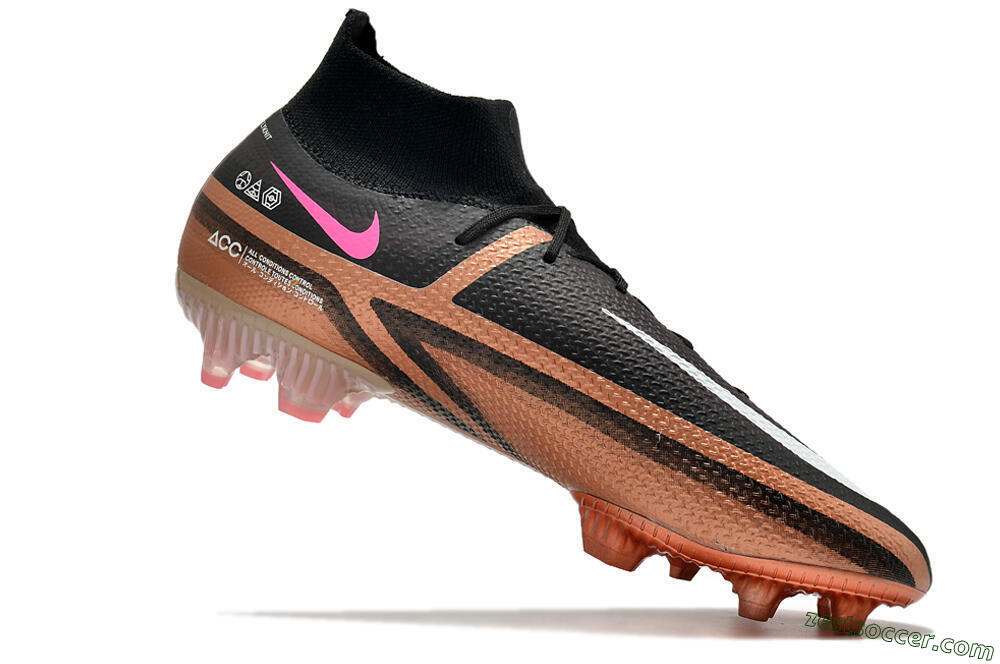 Nike Phantom GT 2 DF Elite FG High-Tops Soccer Cleats - Black/Gold/White 7