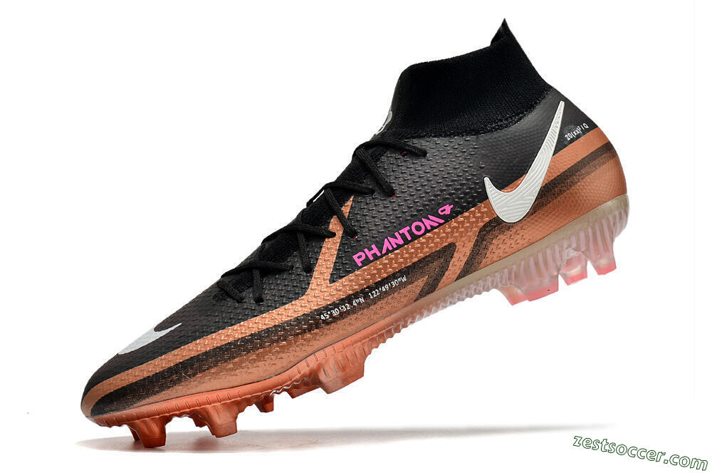 Nike Phantom GT 2 DF Elite FG High-Tops Soccer Cleats - Black/Gold/White 8