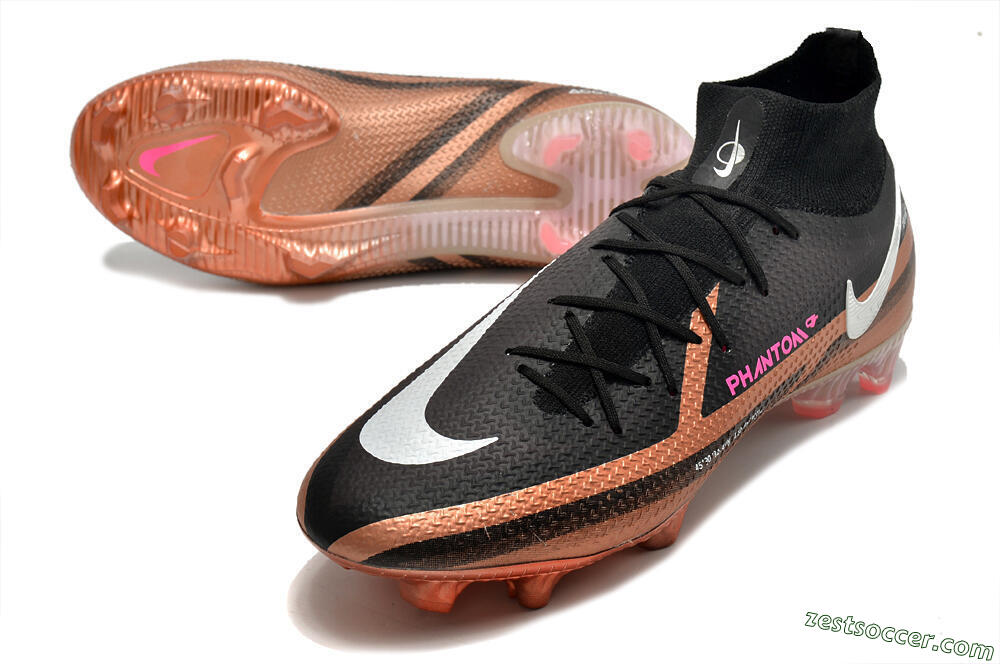 Nike Phantom GT 2 DF Elite FG High-Tops Soccer Cleats - Black/Gold/White 3