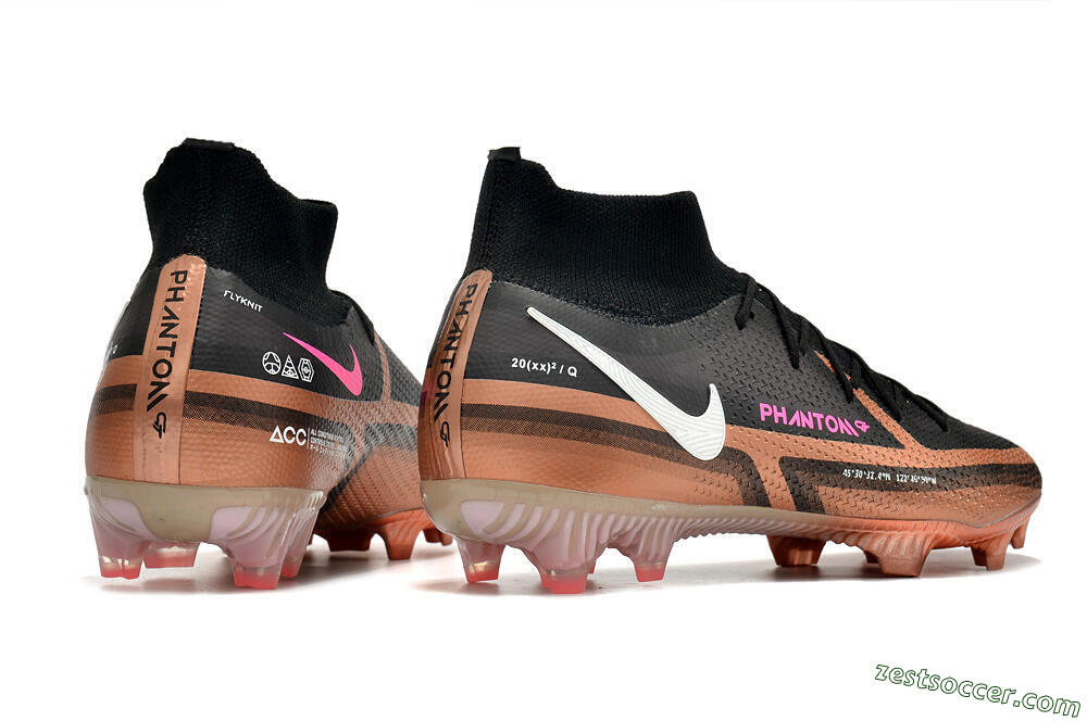 Nike Phantom GT 2 DF Elite FG High-Tops Soccer Cleats - Black/Gold/White 9
