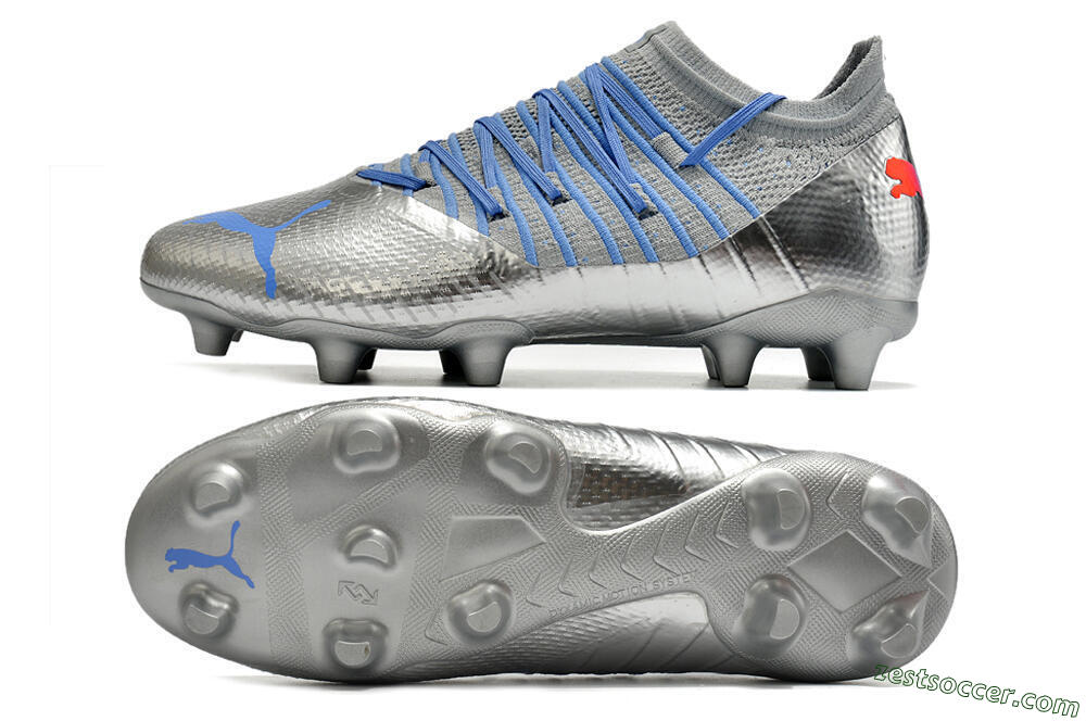 Puma Future Z 1.3 Instinct FG Low-Tops Soccer Cleats - Silver/Blue 1