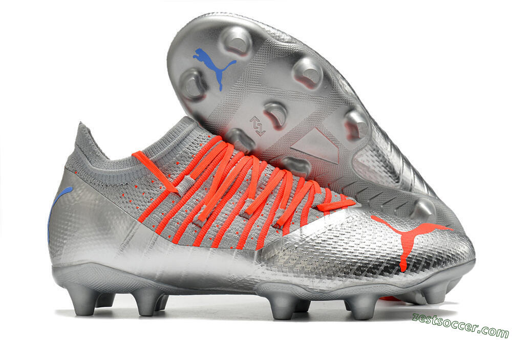 Puma Future Z 1.3 Instinct FG Low-Tops Soccer Cleats - Silver/Blue 0