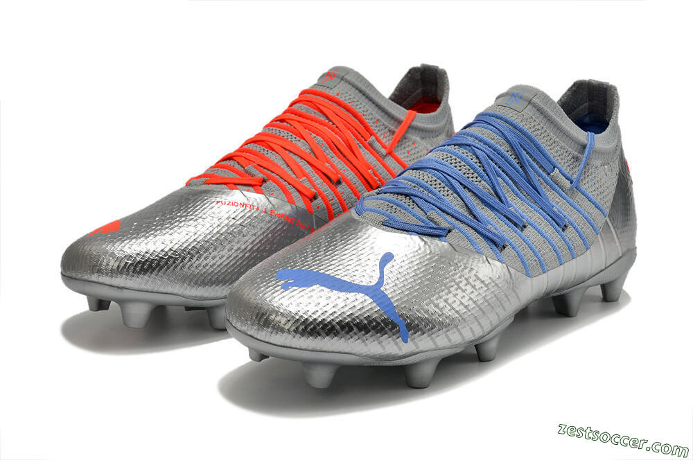 Puma Future Z 1.3 Instinct FG Low-Tops Soccer Cleats - Silver/Blue 5