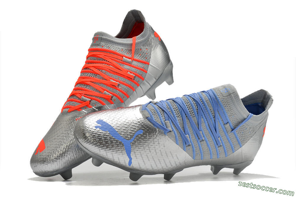 Puma Future Z 1.3 Instinct FG Low-Tops Soccer Cleats - Silver/Blue 6