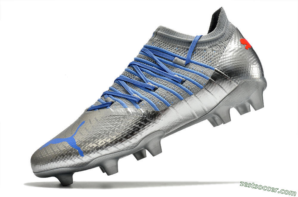 Puma Future Z 1.3 Instinct FG Low-Tops Soccer Cleats - Silver/Blue 8