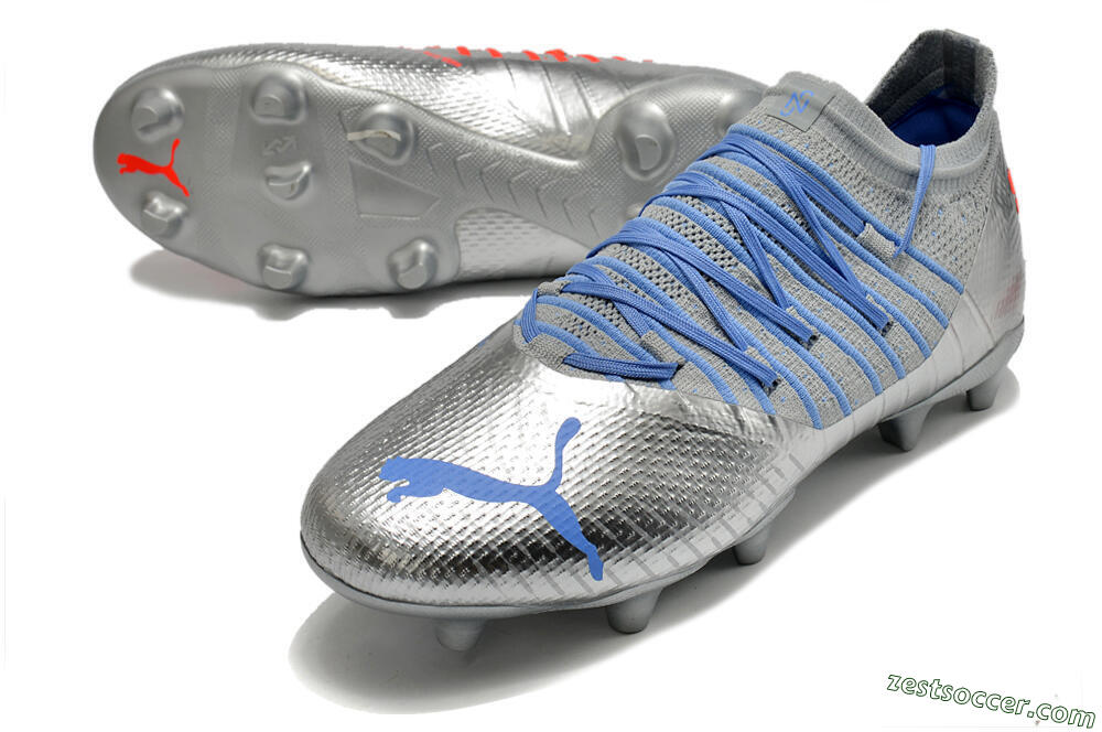 Puma Future Z 1.3 Instinct FG Low-Tops Soccer Cleats - Silver/Blue 3