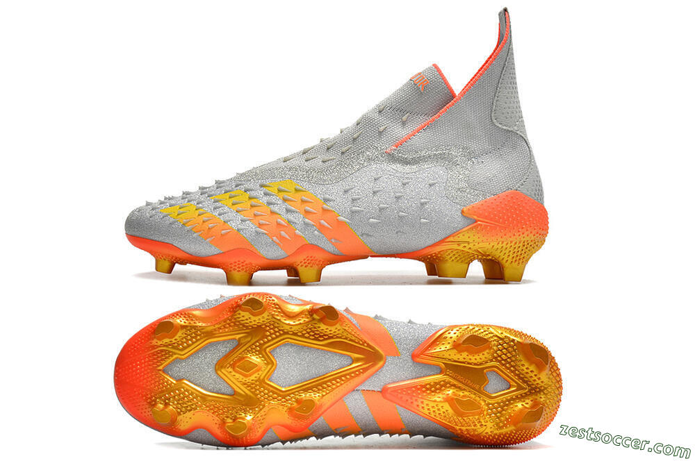 Adidas Predator Freak + FG High-Tops Soccer Cleats - Silver/Orange 1