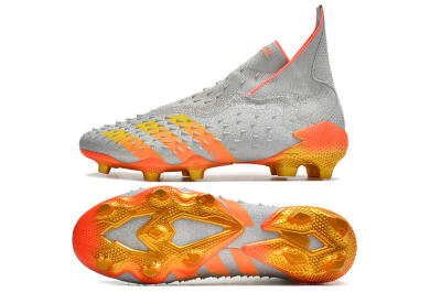 Adidas Predator Freak + FG High-Tops Soccer Cleats - Silver/Orange