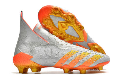 Adidas Predator Freak + FG High-Tops Soccer Cleats - Silver/Orange