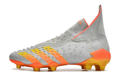 Adidas Predator Freak + FG High-Tops Soccer Cleats - Silver/Orange