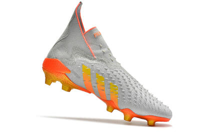 Adidas Predator Freak + FG High-Tops Soccer Cleats - Silver/Orange