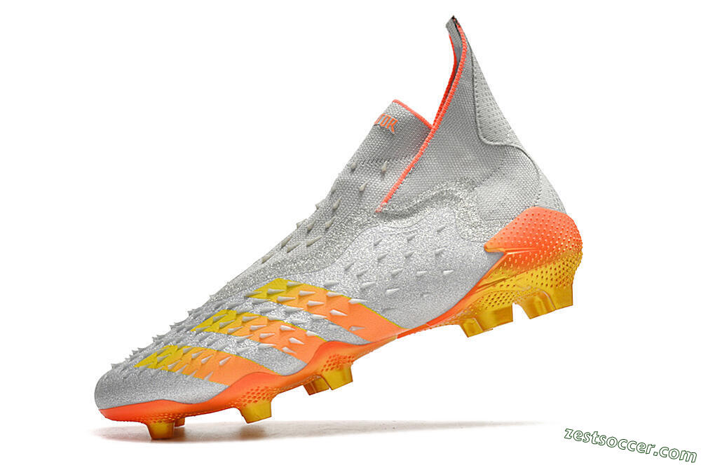 Adidas Predator Freak + FG High-Tops Soccer Cleats - Silver/Orange 5