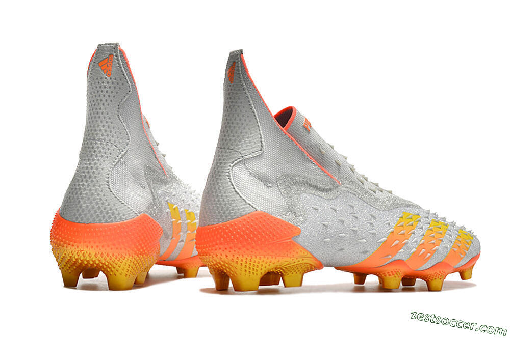 Adidas Predator Freak + FG High-Tops Soccer Cleats - Silver/Orange 6