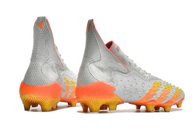 Adidas Predator Freak + FG High-Tops Soccer Cleats - Silver/Orange