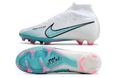 Nike Air Zoom Mercurial Superfly 9 Elite FG High-Tops Soccer Cleats - White/Blue/Pink