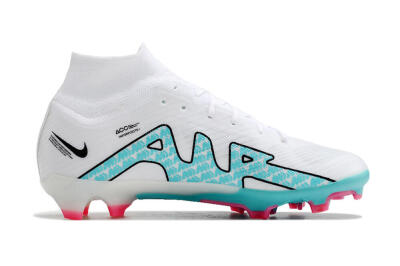 Nike Air Zoom Mercurial Superfly 9 Elite FG High-Tops Soccer Cleats - White/Blue/Pink