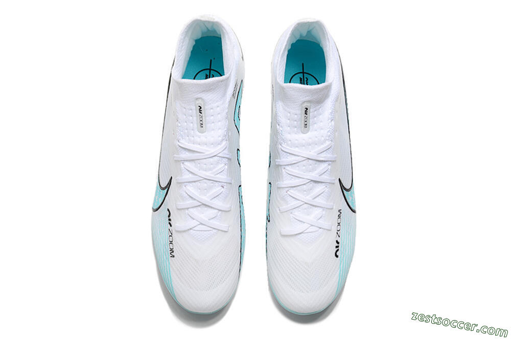 Nike Air Zoom Mercurial Superfly 9 Elite FG High-Tops Soccer Cleats - White/Blue/Pink 5