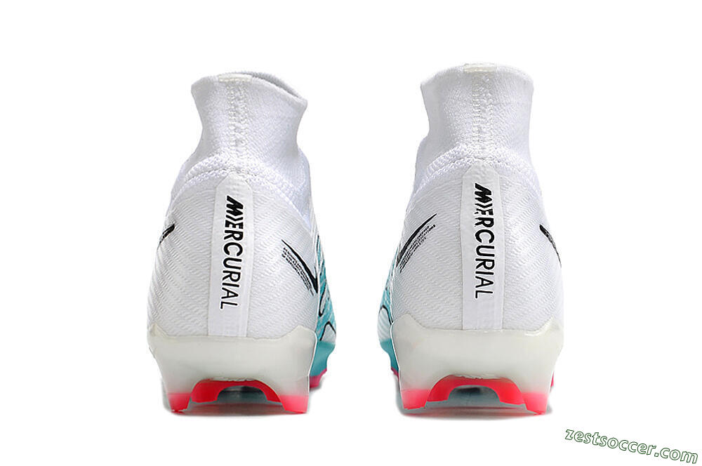 Nike Air Zoom Mercurial Superfly 9 Elite FG High-Tops Soccer Cleats - White/Blue/Pink 6