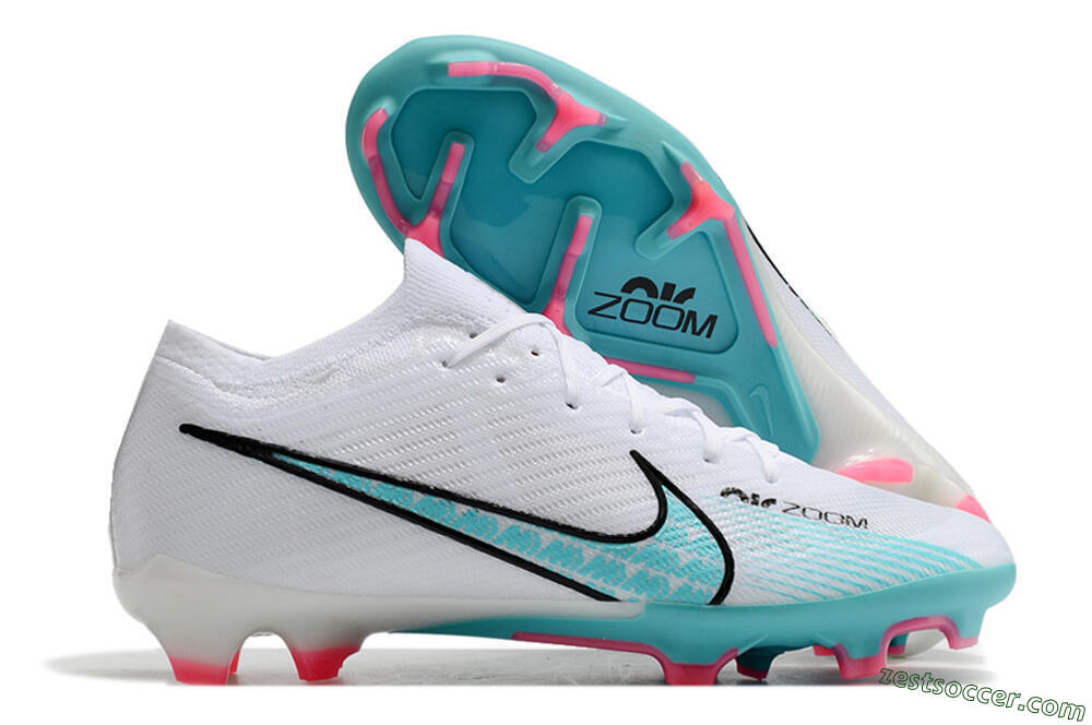 Nike Air Zoom Mercurial Vapor 15 Elite FG Low-Tops Soccer Cleats - White/Blue/Pink 0