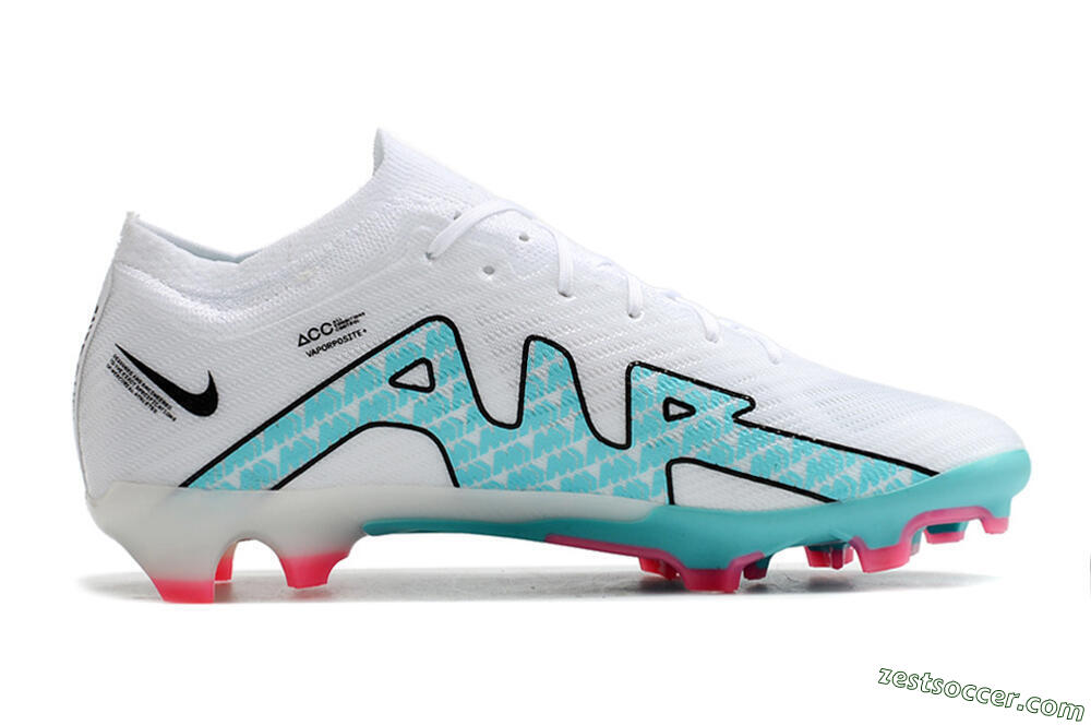 Nike Air Zoom Mercurial Vapor 15 Elite FG Low-Tops Soccer Cleats - White/Blue/Pink 4