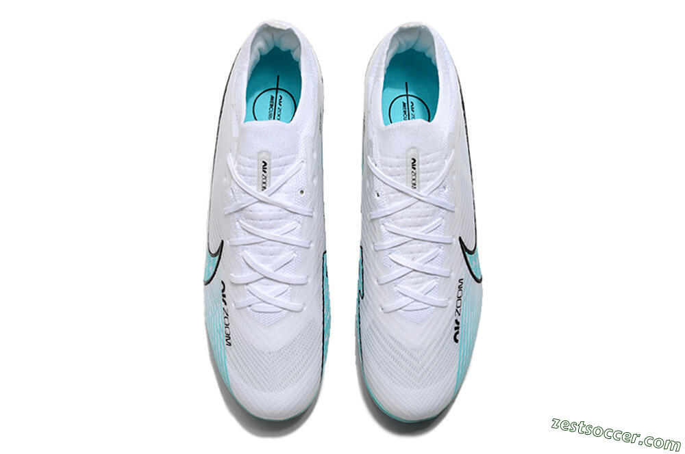 Nike Air Zoom Mercurial Vapor 15 Elite FG Low-Tops Soccer Cleats - White/Blue/Pink 5