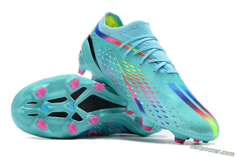 Adidas x Speedportal.1 2022 World Cup Boots FG Low-Tops Soccer Cleats - Blue/Green/Red 3