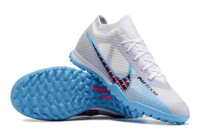 Nike Mercurial Vapor 15 Elite TF Low-Tops Soccer Shoes - White/Blue/Pink
