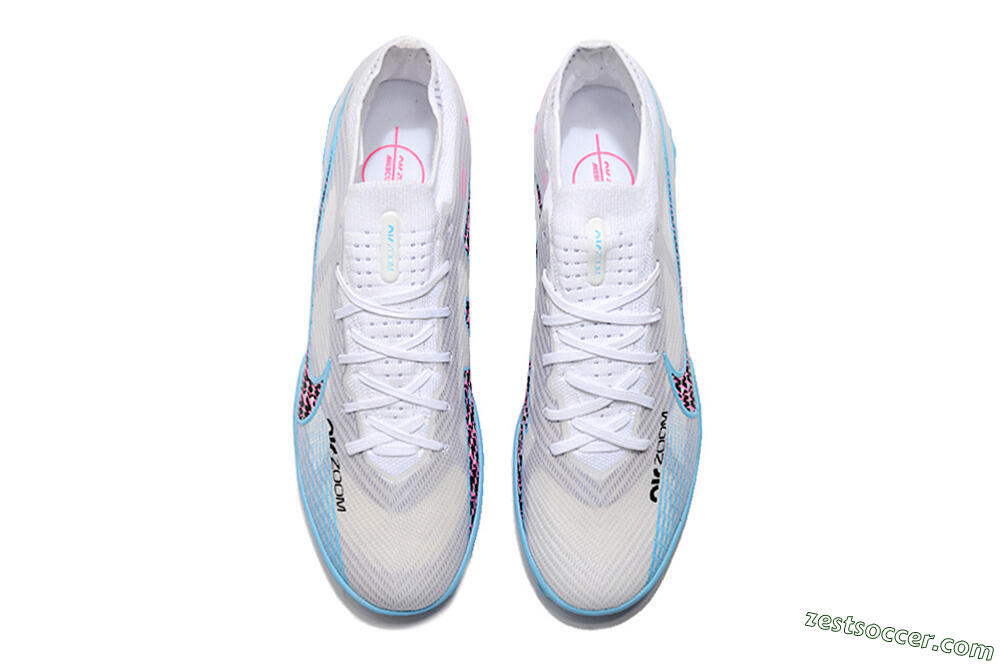 Nike Mercurial Vapor 15 Elite TF Low-Tops Soccer Shoes - White/Blue/Pink 5