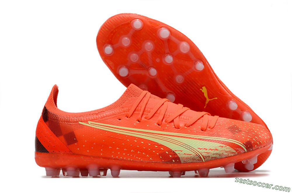 Puma Ultra Ultimate MG Low-Tops Soccer Cleats - Red/Yellow 0
