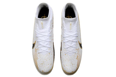 Nike Air Zoom Mercurial Superfly 9 Elite FG High-Tops Soccer Cleats - White/Black/Gold