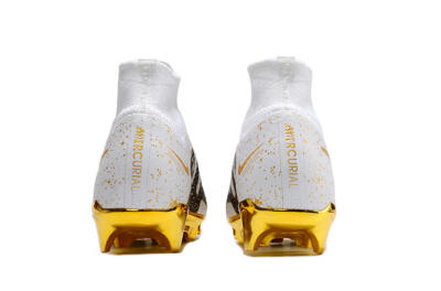 Nike Air Zoom Mercurial Superfly 9 Elite FG High-Tops Soccer Cleats - White/Black/Gold