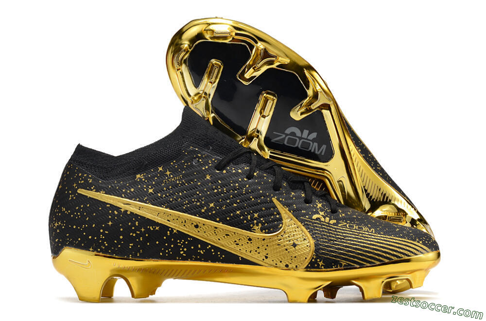 Nike Air Zoom Mercurial Vapor 15 Elite FG Low-Tops Soccer Cleats - Black/Gold 0