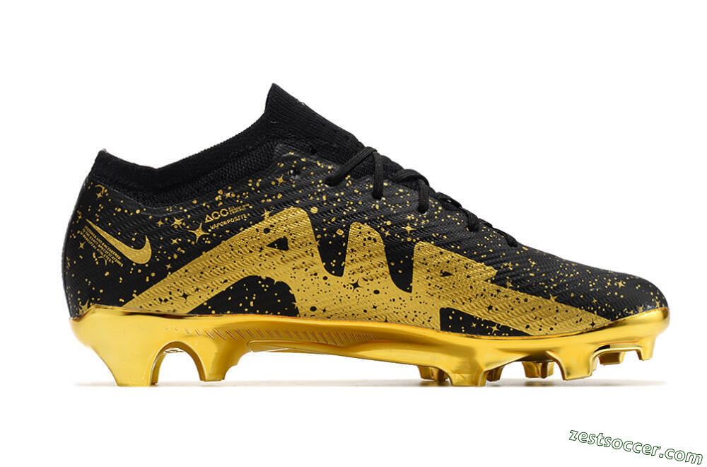 Nike Air Zoom Mercurial Vapor 15 Elite FG Low-Tops Soccer Cleats - Black/Gold 4