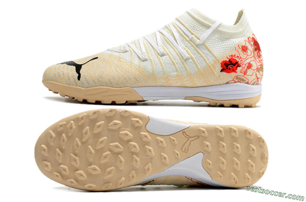 Puma Future Z 1.3 Instinct TF Low-Tops Soccer Shoes - White/Gold/Red 1