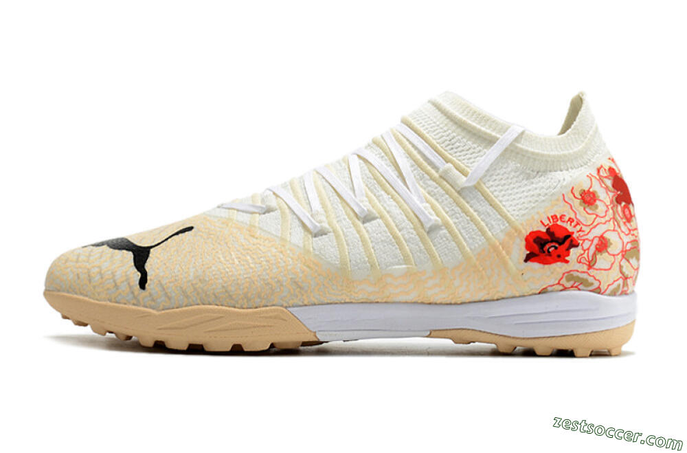 Puma Future Z 1.3 Instinct TF Low-Tops Soccer Shoes - White/Gold/Red 2