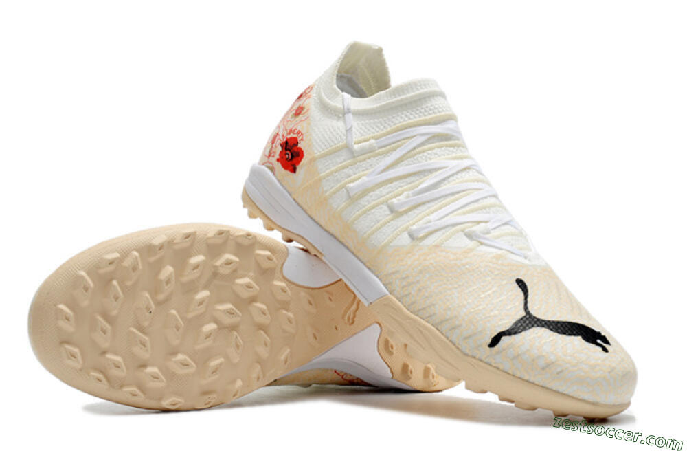 Puma Future Z 1.3 Instinct TF Low-Tops Soccer Shoes - White/Gold/Red 4