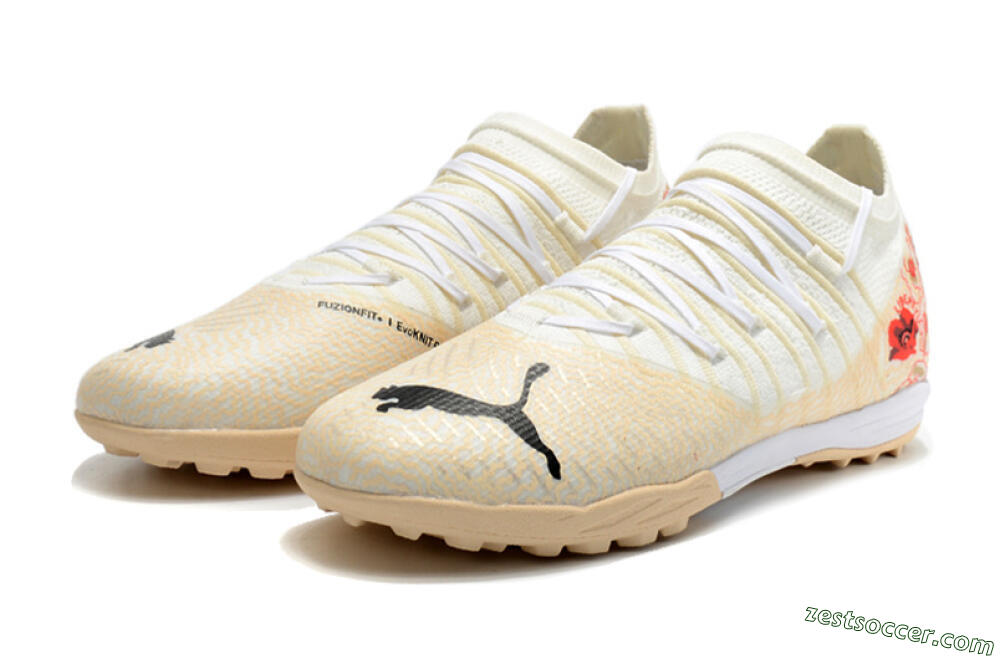 Puma Future Z 1.3 Instinct TF Low-Tops Soccer Shoes - White/Gold/Red 5