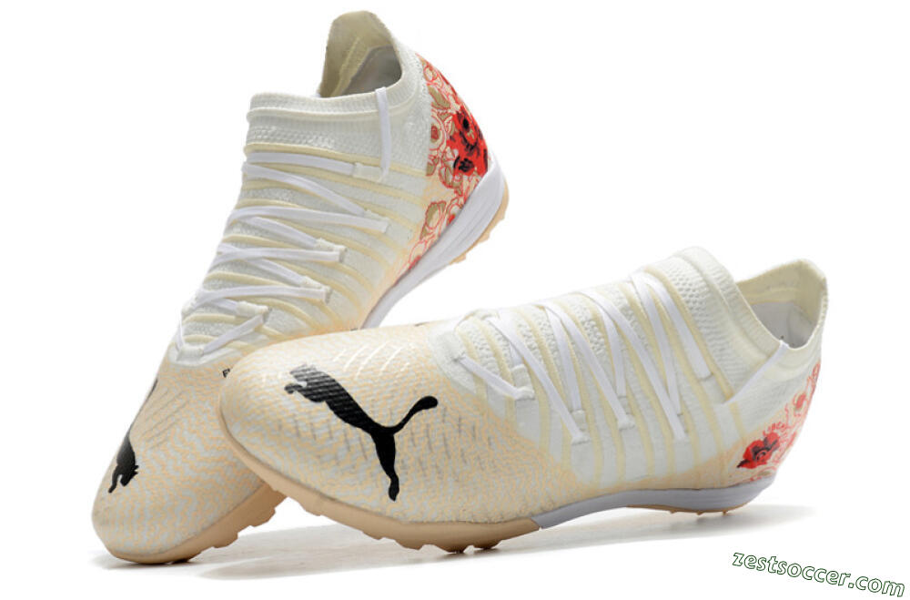 Puma Future Z 1.3 Instinct TF Low-Tops Soccer Shoes - White/Gold/Red 6